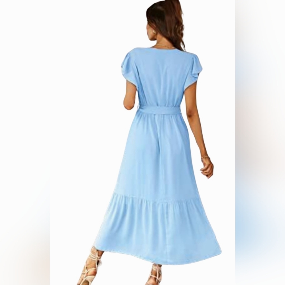 PrettyGarden Wrap Dress XXL, Blue - Picture 4 of 12